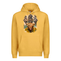 Mustard Western Heifer Cow with crosses Premium Hoodie - LillyAllenDesigns