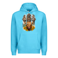 Ocean Blue Western Heifer Cow with crosses Premium Hoodie - LillyAllenDesigns