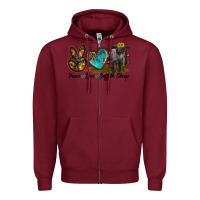 Burgundy Peace Love Suffolk Sheep Zipper Hoodie - LillyAllenDesigns