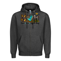 Charcoal Heather Peace Love Suffolk Sheep Zipper Hoodie - LillyAllenDesigns