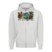 Dove Grey Peace Love Suffolk Sheep Zipper Hoodie - LillyAllenDesigns