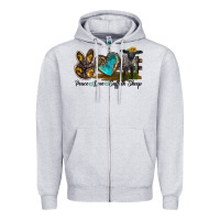 Heather Grey Peace Love Suffolk Sheep Zipper Hoodie - LillyAllenDesigns
