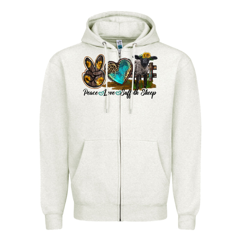Peace Love Suffolk Sheep Zipper Hoodie by LillyAllenDesigns | Teevron