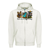 Oatmeal Heather Peace Love Suffolk Sheep Zipper Hoodie - LillyAllenDesigns