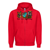 Red Peace Love Suffolk Sheep Zipper Hoodie - LillyAllenDesigns