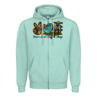 Seafoam Peace Love Suffolk Sheep Zipper Hoodie - LillyAllenDesigns
