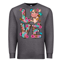 Charcoal Heather love little cute cow Premium Sweatshirt - NancyCooperArtShop