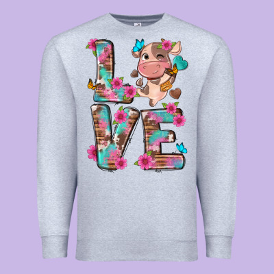 Love Little Cute Cow Premium Sweatshirt Designed By Nancycooperartshop
