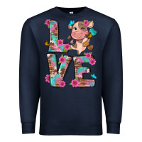 Navy love little cute cow Premium Sweatshirt - NancyCooperArtShop