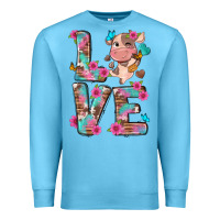 Ocean Blue love little cute cow Premium Sweatshirt - NancyCooperArtShop