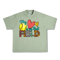 Oil Green my heart is on that field softball Urban Heavy Tee - HRA Design Shop
