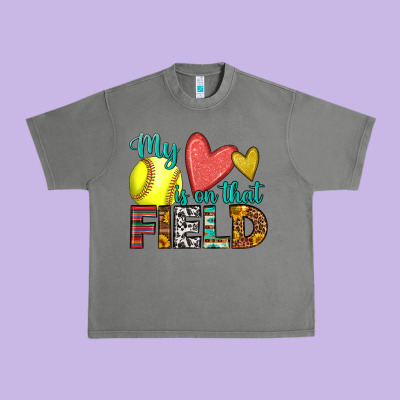 My Heart Is On That Field Softball Urban Heavy Tee Designed By Hra Design Shop