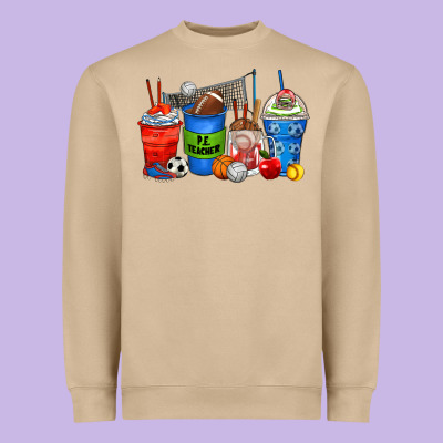 P.e. Teacher Coffee Cups Heavyweight Sweatshirt Designed By Zillion Design Studio