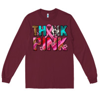 Burgundy think pink cancer ribbon Long Sleeve Tee - AdoDesignShop