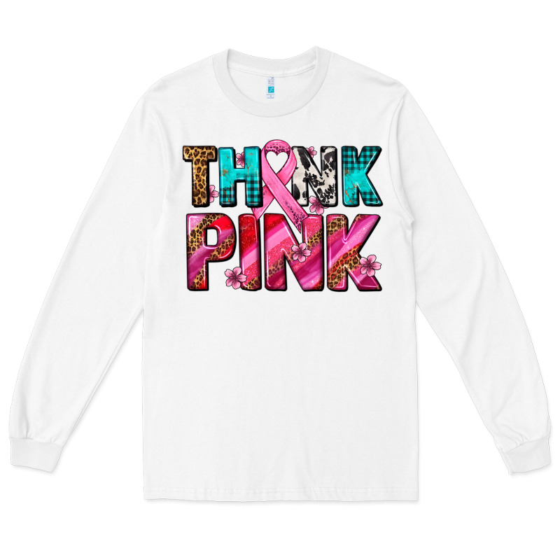 Think Pink Cancer Ribbon Long Sleeve Tee by AdoDesignShop | Teevron