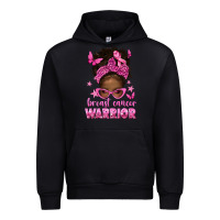 Black afro messy bun breast cancer warrior Urban Hoodie - texasbilliewilder