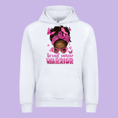 Afro Messy Bun Breast Cancer Warrior Urban Hoodie Designed By Texasbilliewilder
