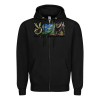 Black Peace Love Spectacled Bear Zipper Hoodie - LillyAllenDesigns