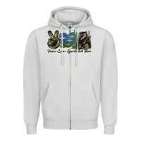 Dove Grey Peace Love Spectacled Bear Zipper Hoodie - LillyAllenDesigns