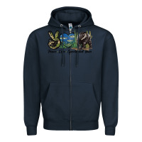 Navy Peace Love Spectacled Bear Zipper Hoodie - LillyAllenDesigns