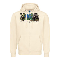 Sandshell Peace Love Spectacled Bear Zipper Hoodie - LillyAllenDesigns