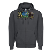 Smoke Peace Love Spectacled Bear Zipper Hoodie - LillyAllenDesigns