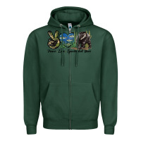 Sports Green Peace Love Spectacled Bear Zipper Hoodie - LillyAllenDesigns
