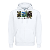 White Peace Love Spectacled Bear Zipper Hoodie - LillyAllenDesigns
