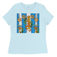 Baby Blue shalom with star of david Ladies Tee - AdoDesignShop