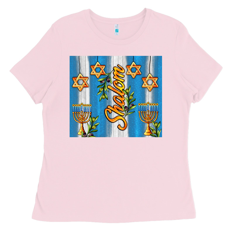Shalom With Star Of David Ladies Tee by AdoDesignShop | Teevron