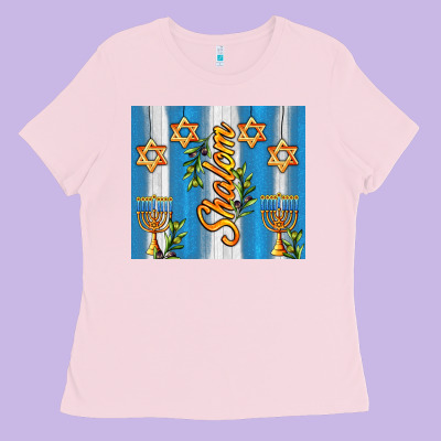 Shalom With Star Of David Ladies Tee Designed By Adodesignshop
