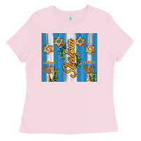 Bubblegum Pink shalom with star of david Ladies Tee - AdoDesignShop