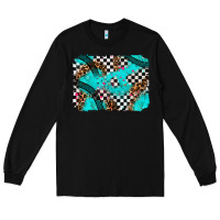 Black race day turquoise background Long Sleeve Tee - AdoDesignShop