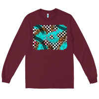 Burgundy race day turquoise background Long Sleeve Tee - AdoDesignShop