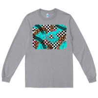 Heather Grey race day turquoise background Long Sleeve Tee - AdoDesignShop