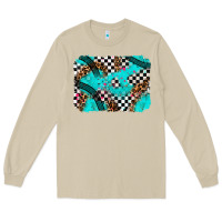 Mushroom race day turquoise background Long Sleeve Tee - AdoDesignShop