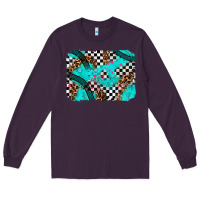 Plum race day turquoise background Long Sleeve Tee - AdoDesignShop