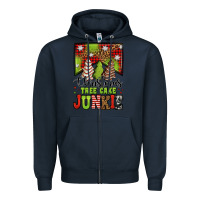 Navy Christmas tree cake junkie Zipper Hoodie - Jasminsmagicworld