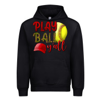 Black Play ball y'all Softball Urban Hoodie - NancyCooperArtShop