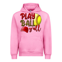 Fuchsia Pink Play ball y'all Softball Urban Hoodie - NancyCooperArtShop