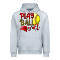 Heather Grey Play ball y'all Softball Urban Hoodie - NancyCooperArtShop