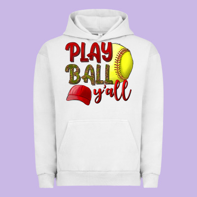Play Ball Y'all Softball Urban Hoodie Designed By Nancycooperartshop