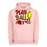 Pigment Salmon Play ball y'all Softball Urban Hoodie - NancyCooperArtShop