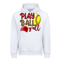 White Play ball y'all Softball Urban Hoodie - NancyCooperArtShop