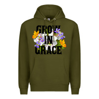 Army Green Grow In Grace Premium Hoodie - LillyAllenDesigns