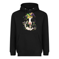 Black mardi gras cow Heavyweight Hoodie - MaliasSmallBusiness