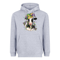 Heather Grey mardi gras cow Heavyweight Hoodie - MaliasSmallBusiness