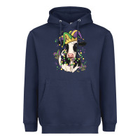 Navy mardi gras cow Heavyweight Hoodie - MaliasSmallBusiness