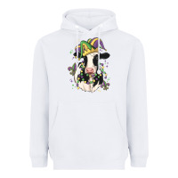 White mardi gras cow Heavyweight Hoodie - MaliasSmallBusiness