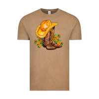 Vintage Coffee yellow  cowgirl and roses Vintage Tee - AdoDesignShop